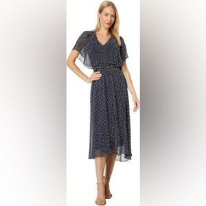 NWT. DKNY, size 4, Navy Dress with White Dots